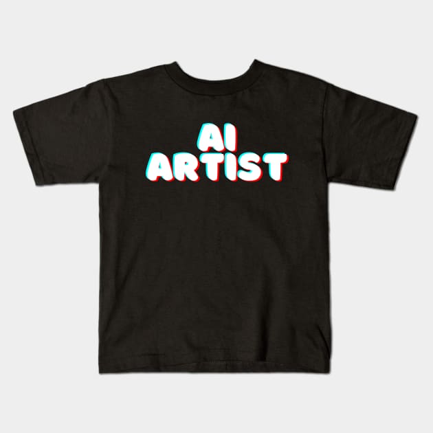 Ai Artist Glitchy Meme Art Kids T-Shirt by Daytone